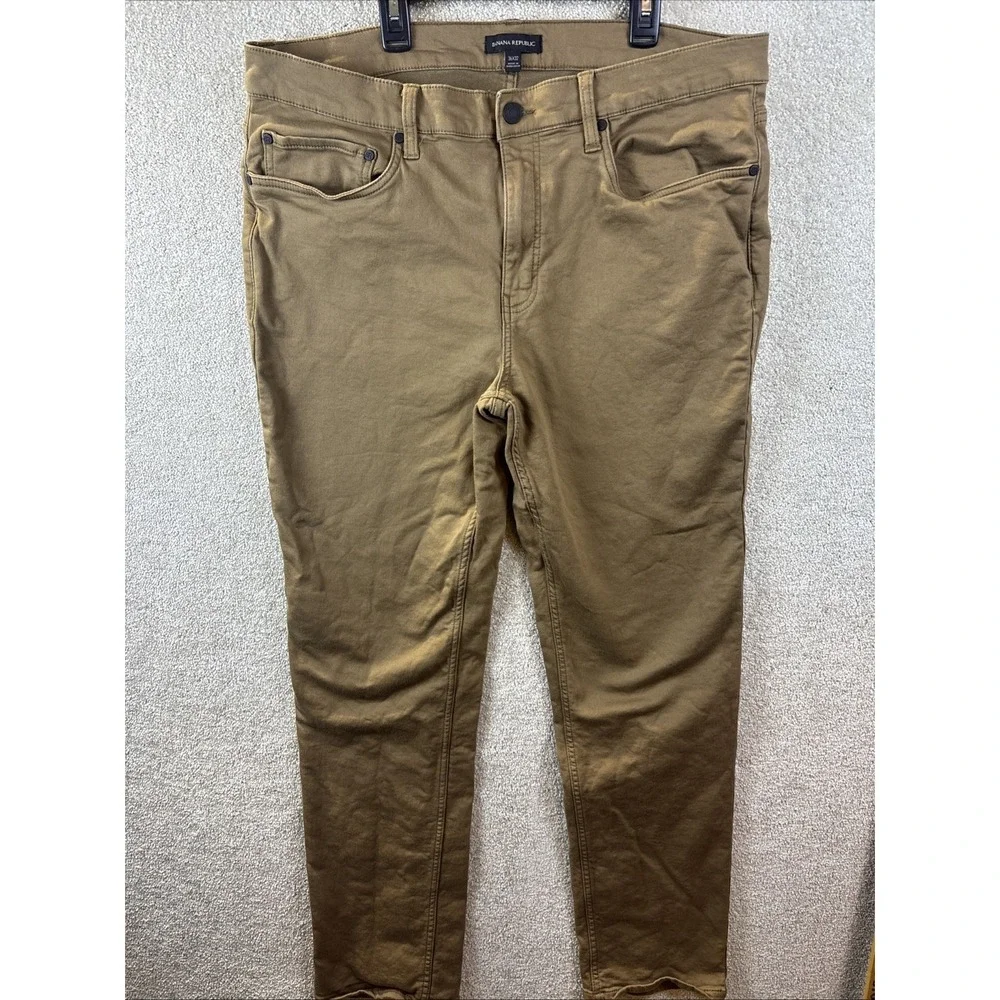 Banana Republic Traveler Pants Mens 36x32 Brown Slim Fit Stretch Cotton Chino